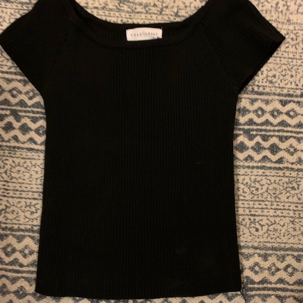 Rubbed black slightly cropped top